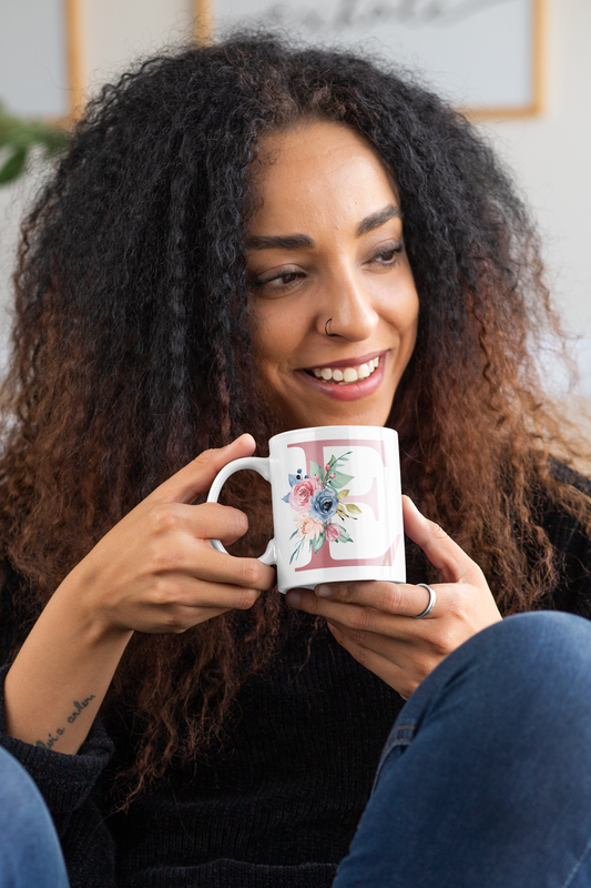 Floral Alphabet Initial Mug