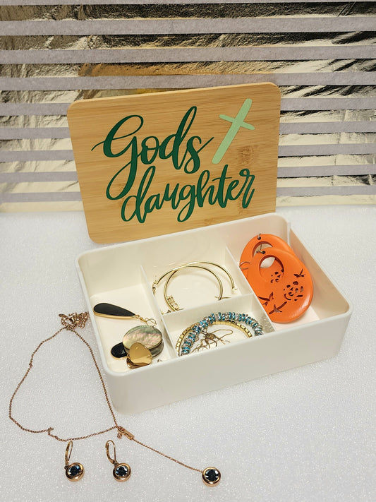 God's Daughter's Bamboo Wooden Desk Jewelry Box