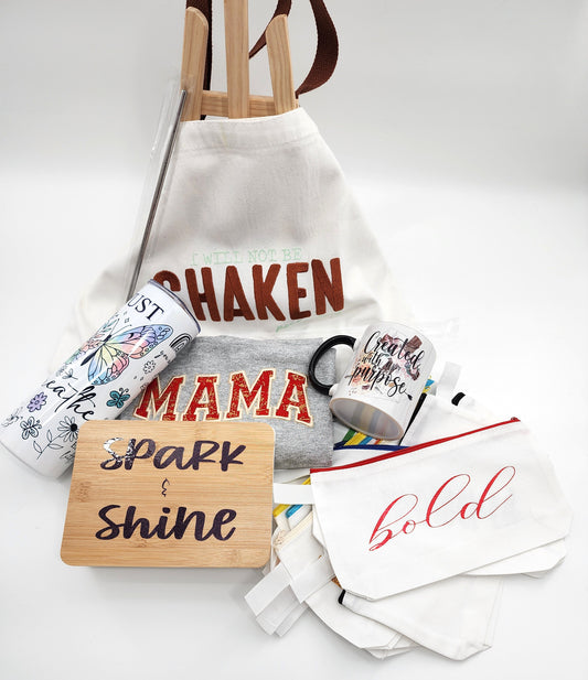 Mother's Day Gift Combo 1 - Shaken Embroidered Bag + Gray Embroidered Shirt + 4 more items